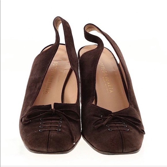 Bottega Veneta ♛ Lace Up Suede Slingback Pump Sandal Heels ♛ Chocolate - Picture 10 of 12